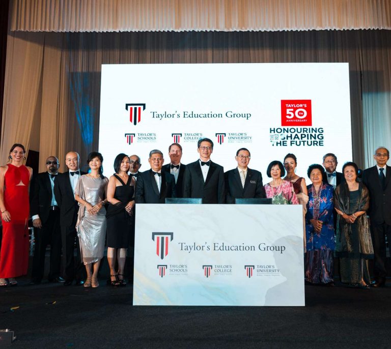 Guests gather in front of the stage during the Taylor's University 50th Anniversary Gala Dinner 2019.